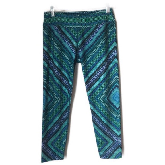 Prana Pants - Prana Blue & Green Patterned Leggings Size L